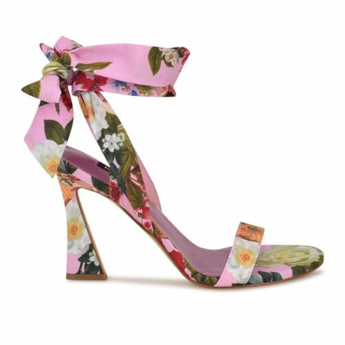 Nine West Women's Kelsie2 Heeled Sandal, Pink Floral 664, 9 | Amazon (US)