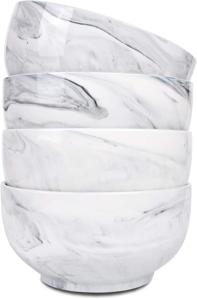 Bosmarlin Marbling Ceramic Bowl Set of 4, 33 Oz, Dishwasher and Microwave Safe (33 Oz, B-Grey Mar... | Amazon (US)