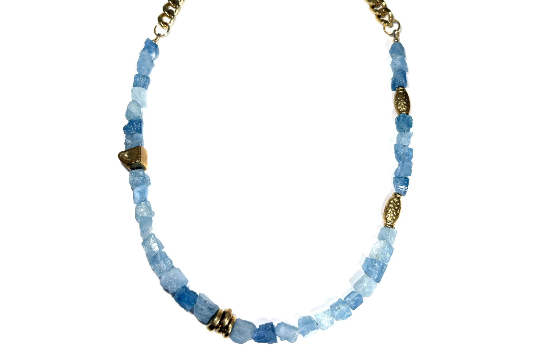 RAW SANTA MARIA AQUAMARINE & INDIAN BRASS NECKLACE — Rachel Nathan | Rachel Nathan