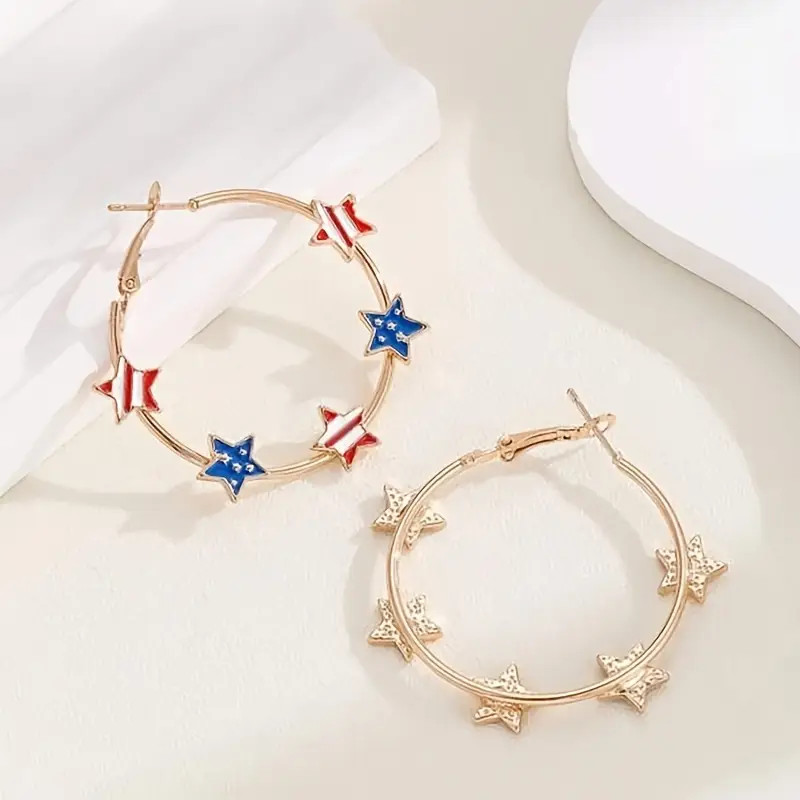 Fashionable Star Shaped Decor Hoop Earrings Women Pentagram - Temu | Temu Affiliate Program