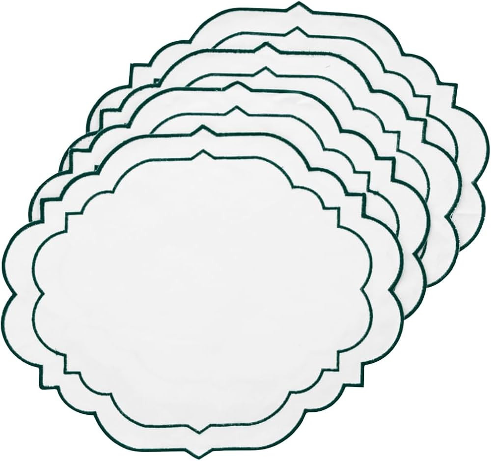 Green Placemats, 100% Cotton Placemats, Cloth Placemats Set of 4, Oval Placemats for Dining Table... | Amazon (US)