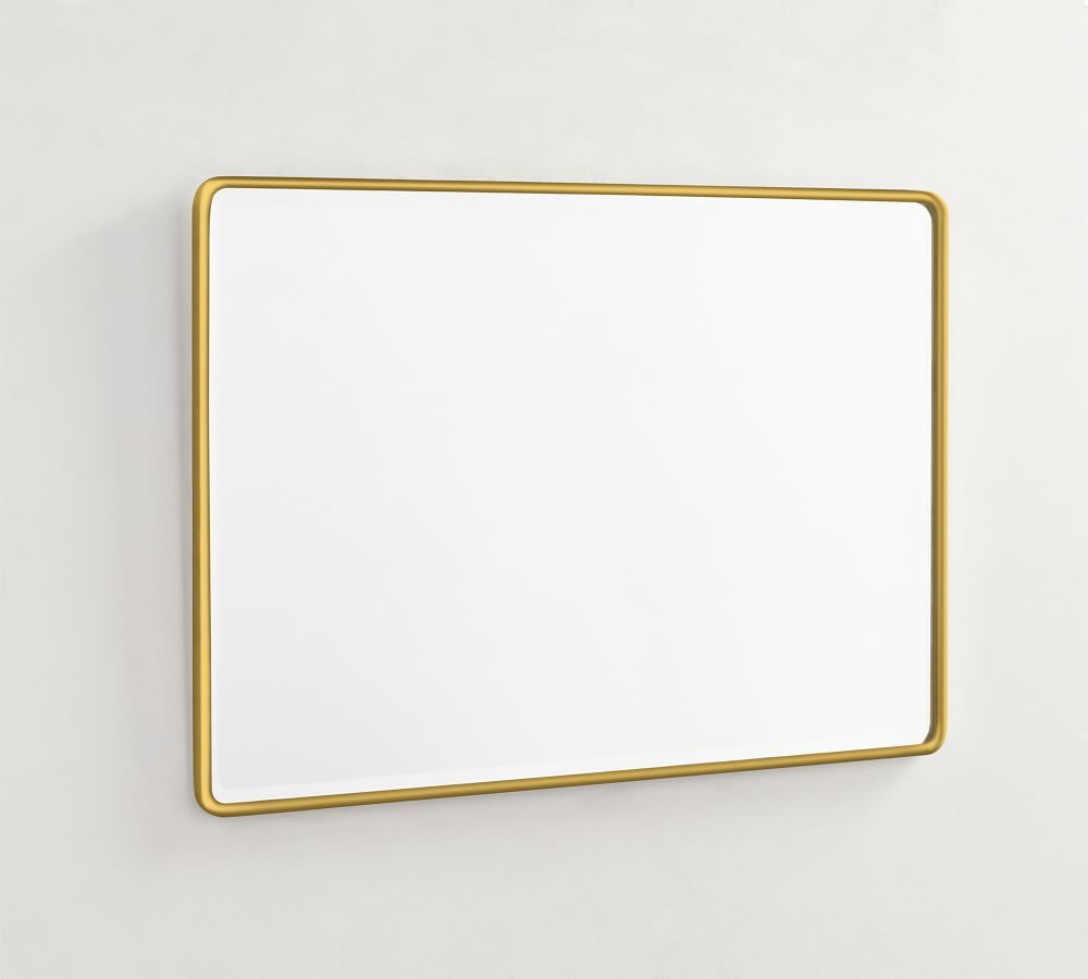 Brass Vintage Rounded Rectangular Mirror, 23x35&amp;quot; with French Cleat Mount | Pottery Barn (US)