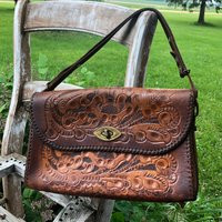 60's Vintage Western Jo-O-Kay Hand Tooled Leather Purse | Etsy (US)