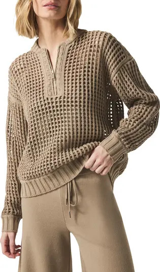 Splendid x @cellajaneblog Pointelle Half Zip Sweater | Nordstrom | Nordstrom