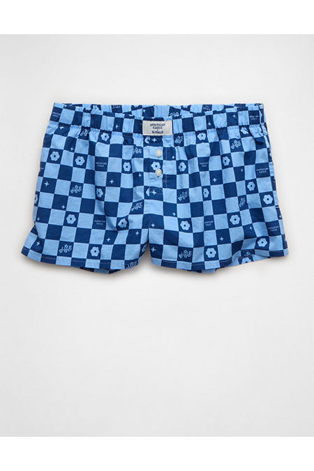 AE x Bubble Poplin Boxer Women's Blue Powder XXL | American Eagle Outfitters (US & CA)