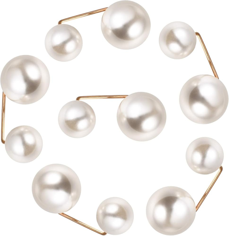 Healifty 6pcs Faux Pearl Brooch Pins Safety Pin Wedding Decoration Shawl Collar Shirt Pin Buttons... | Amazon (US)