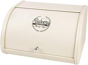 X458 Cream Metal Bread Box/Bin/kitchen Storage Containers with Roll Top Lid (Cream) | Amazon (US)