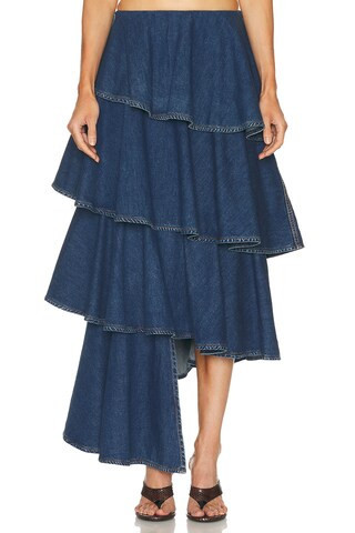 ALAÏA Spiral Skirt in Blue | FWRD 