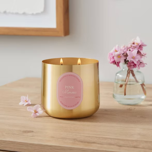 16oz Brass Candle Pink Mimosa - Threshold™ | Target