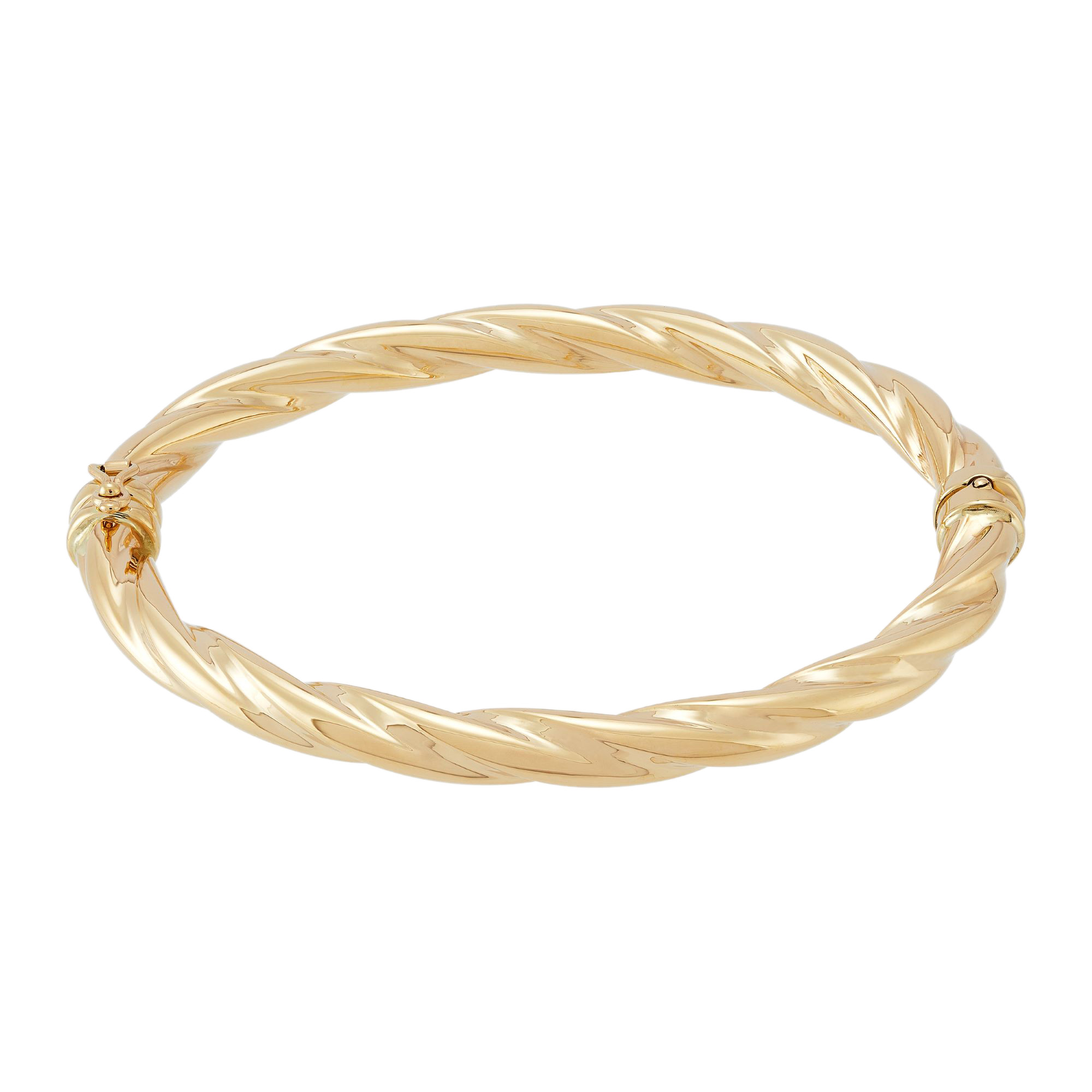 Twisted Hinged Bangle in 14K Yellow Gold, 6MM, 7" | Helzberg Diamonds