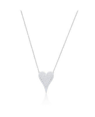 Etoielle White Gold Tone CZ Elongated Heart Necklace - Macy's | Macy's