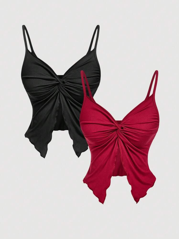 SHEIN MOD Women's Elegant Solid Color Twist Strap Camisole, Summer,Halter Top,Sexy Top | SHEIN