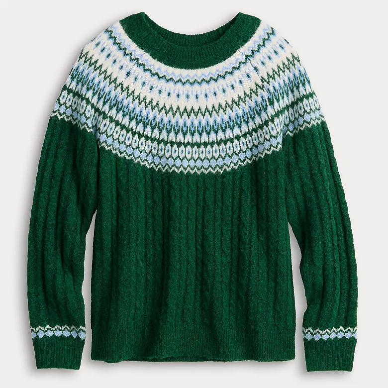Women's Croft & Barrow® Diamond Fairisle Cable Sweater | Kohl's
