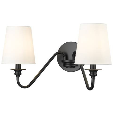 Gianna 9 3/4" High Matte Black 2-Light Wall Sconce - #9870D | Lamps Plus | Lamps Plus