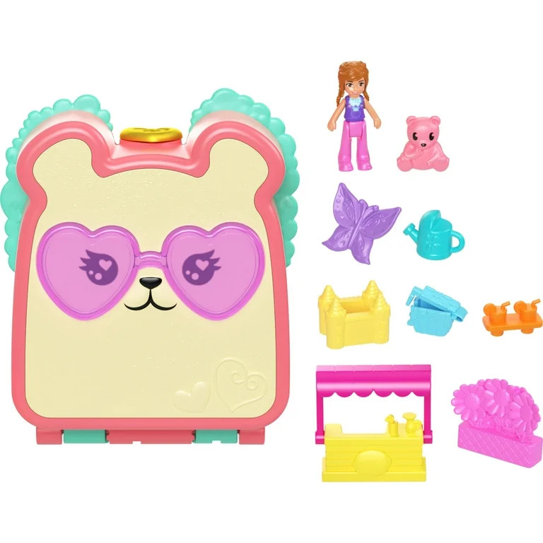 Polly Pocket Cutie Bear Picnic Mini Playset with 1 Micro Doll & 8 Accessories Including Pet, Food... | Walmart (US)