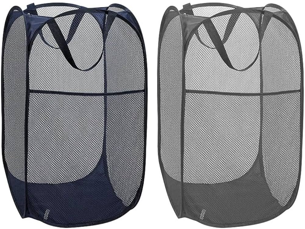 2 Pack Pop Up Collapsible Laundry Baskets, Foldable Mesh Popup Laundry Hamper with Reinforced Car... | Amazon (US)