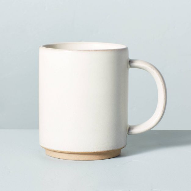 12oz Tall Modern Rim Stoneware Mug Matte Sour Cream - Hearth &#38; Hand&#8482; with Magnolia | Target