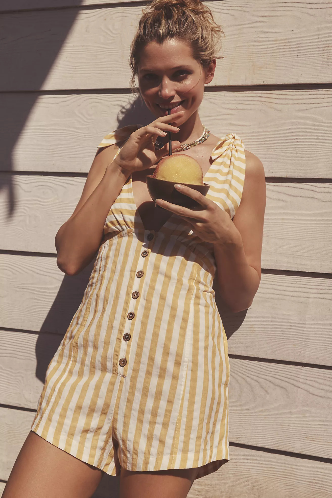 Celandine Halter Button-Front Romper | Anthropologie (US)