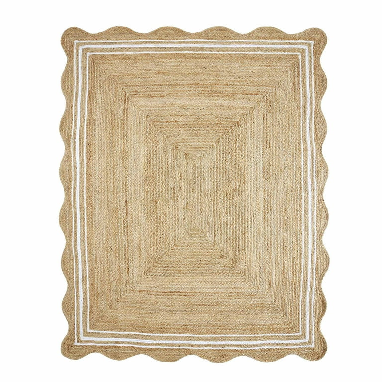 My Texas House Natural/White Scallop Jute with Border Area Rug, 9' x 12' | Walmart (US)
