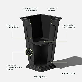 Veradek Fairmont Tall Plastic Planter - Large Outdoor Planter for Front Porch | Crack Resistant A... | Amazon (CA)