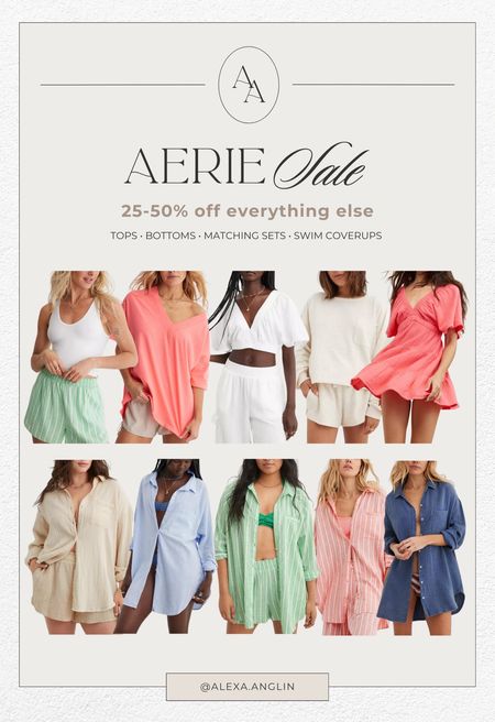25-50% off almost everything at Aerie- Now through 5/22! I LOVE their Pool to Party collection with cute swim coverups, pants & tops. I live in them every summer! They also have so many cute matching sets for summer! 

Resort wear // swim coverups // summer style // travel outfits // casual looks 

#LTKFindsUnder50 #LTKSaleAlert #LTKStyleTip