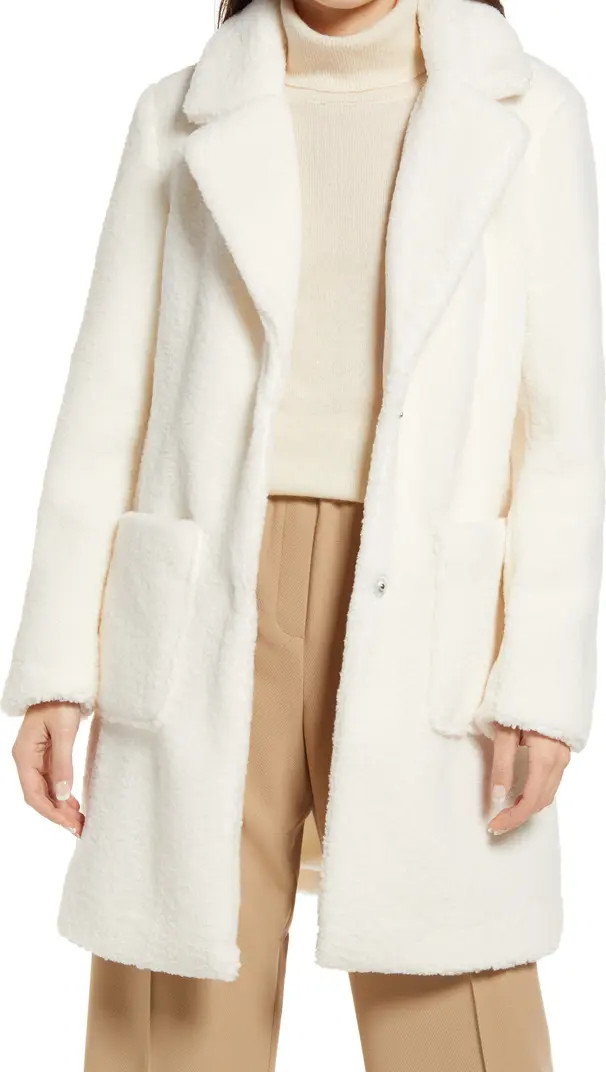 French Connection Notch Collar Faux Fur Teddy Coat | Nordstrom | Nordstrom