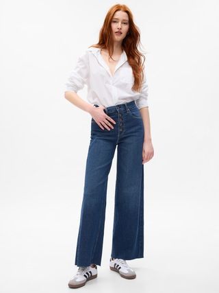 High Rise Stride Wide-Leg Ankle Jeans with Washwell | Gap (CA)