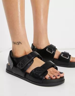 ASOS DESIGN Factually sporty sandals in black | ASOS (Global)