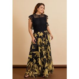 Falling Leaf Crochet Sleeveless Top in Black | Chicwish