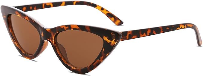 SOJOS Retro Vintage Narrow Cat Eye Sunglasses for Women Clout Goggles Plastic Frame Cardi SJ2044 | Amazon (US)