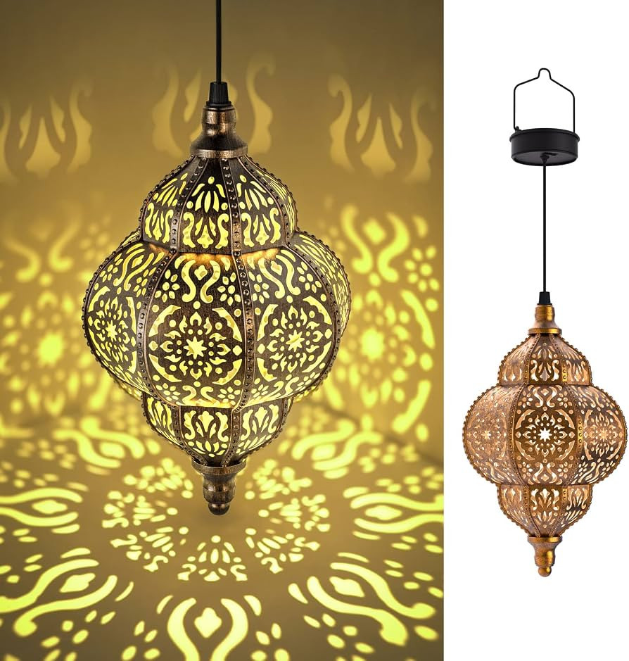 Hanging Solar Lights Outdoor Garden Decor Solar Lantern Waterproof Plastic Moroccan Outdoor Decor... | Amazon (US)