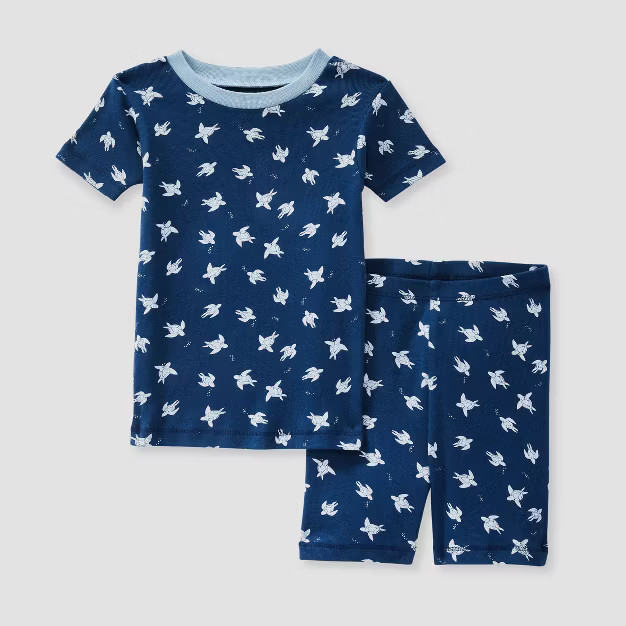 Burt's Bees Baby® Toddler Boys' 2pc Turtley Awesome Snug Fit Pajama Set - Blue | Target