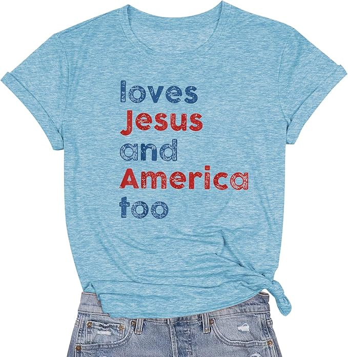 4th of July Shirt for Women American Flag Shirts Memorial Day Gift Casual Short Sleeve Tee Tops | Amazon (US)