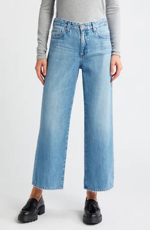 AG Saige High Waist Ankle Wide Leg Jeans in Crosswind at Nordstrom, Size 32 | Nordstrom