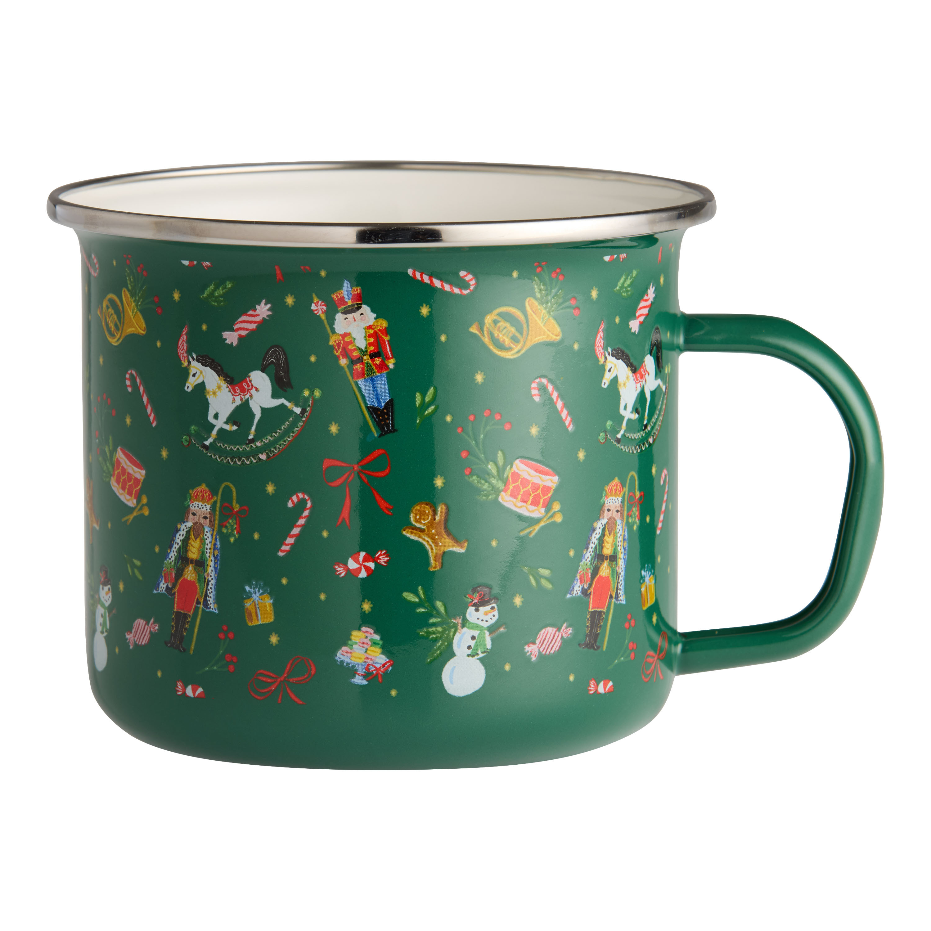 Green All The Trimmings Nutcracker Enameled Steel Mug | World Market