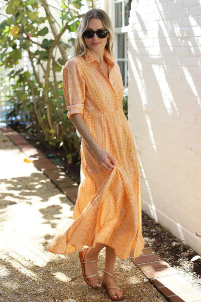 The JA Shirt Dress - Nectarine Zig Zag | Julia Amory