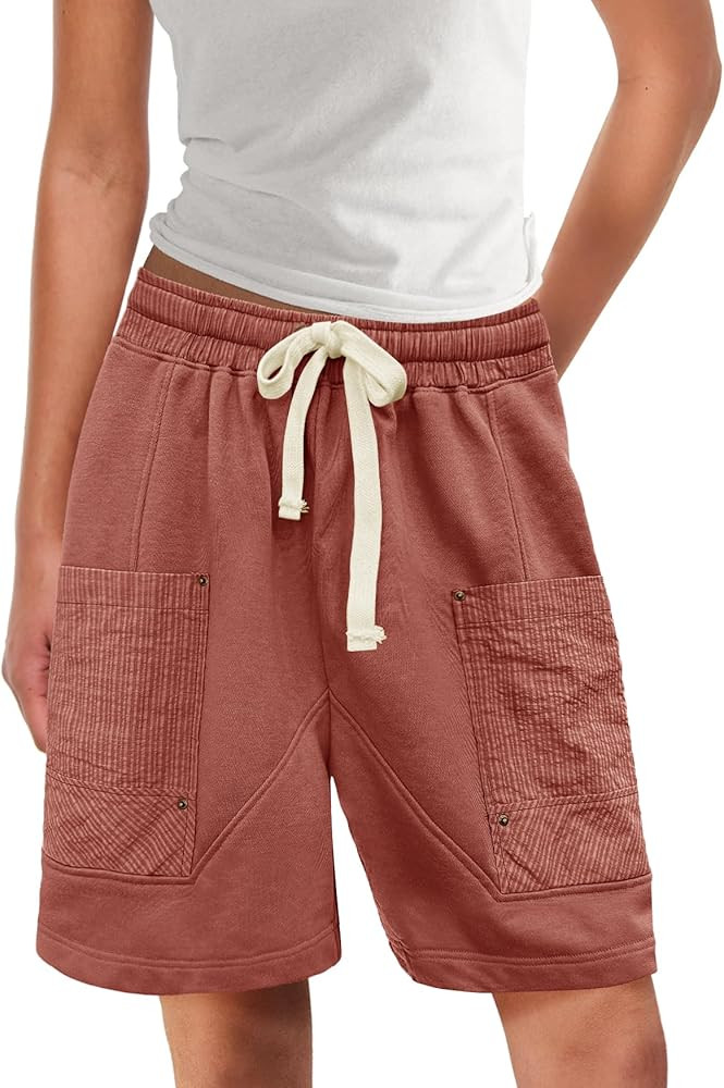 Yanekop Womens Summer Baggy Shorts Drawstring Elastic Waist Casual Cargo Long Shorts Comfy Sweat ... | Amazon (US)