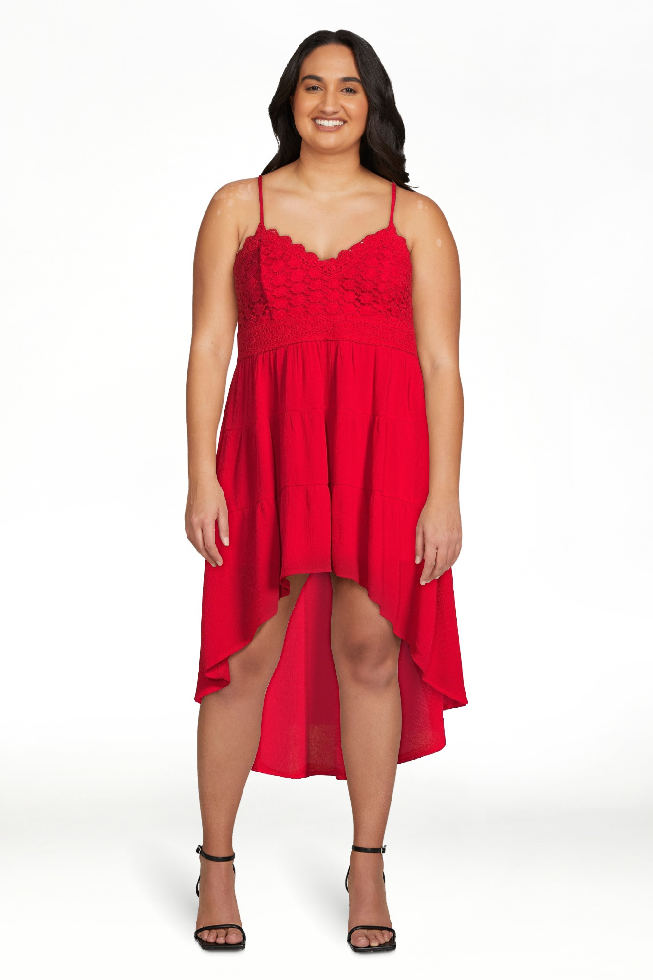 No Boundaries Juniors Sleeveless High Low Crochet Dress, Sizes XS-XXXL | Walmart (US)