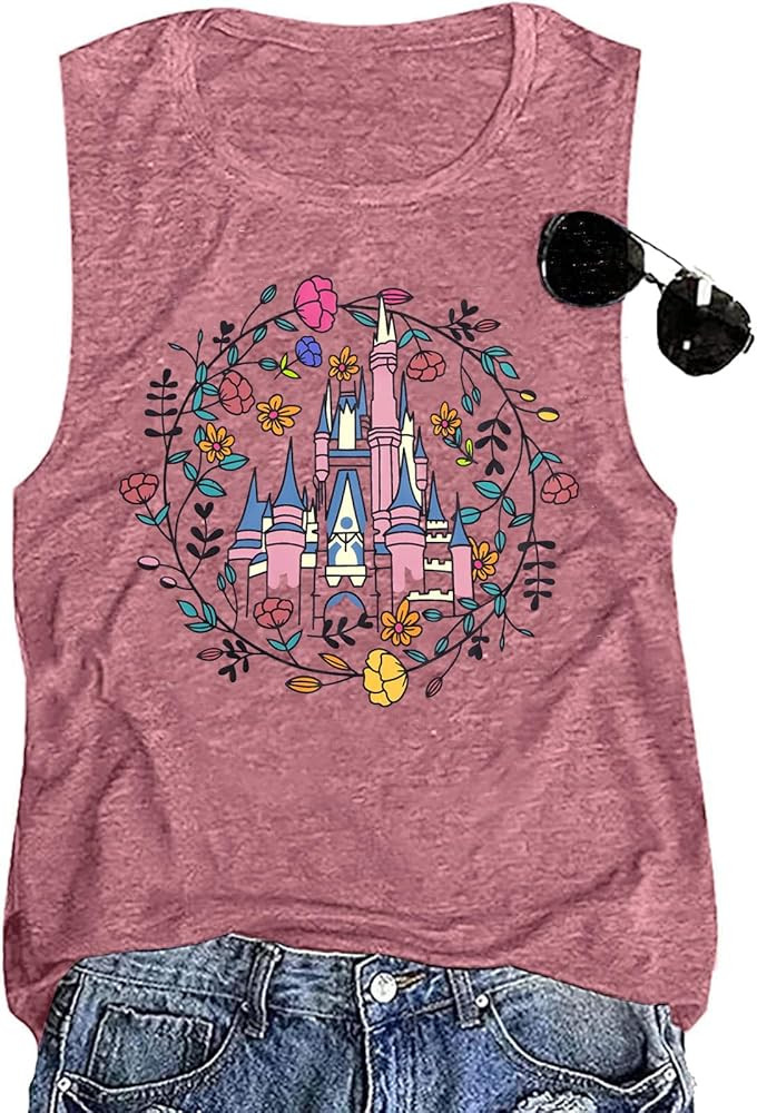 SFHFY Magic Castle Tank Top for Women Magic Kingdom Girls Trip Shirts Summer Casual Vacation Holi... | Amazon (US)