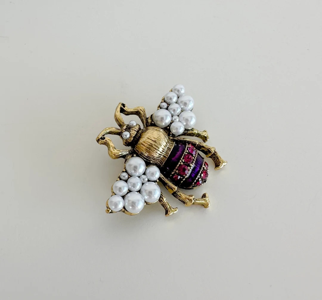 Purple Elegant Brooch Pin Pearl Vintage Bestseller - Etsy | Etsy (US)
