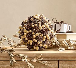 Vintage Champagne Berry &amp; Pinecone Orb | Pottery Barn (US)