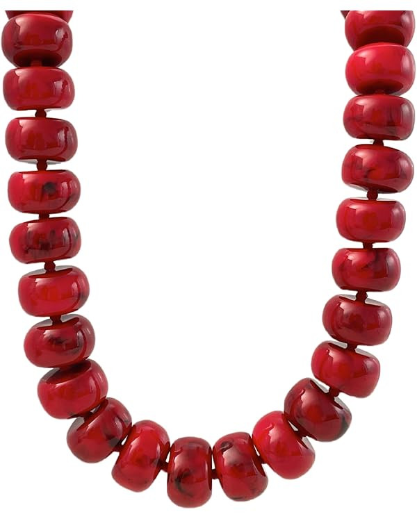 Miniature Semi-Precious Stone & Oversized Multi-Color Resin Bead Statement Necklace - 17"+3" Exte... | Amazon (US)