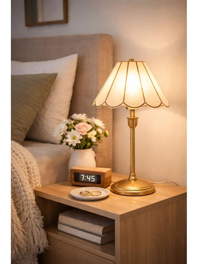 Home Decor Collection Capiz Scalloped Glass Table Lamp, Gold Finish, 19"H | Walmart (US)