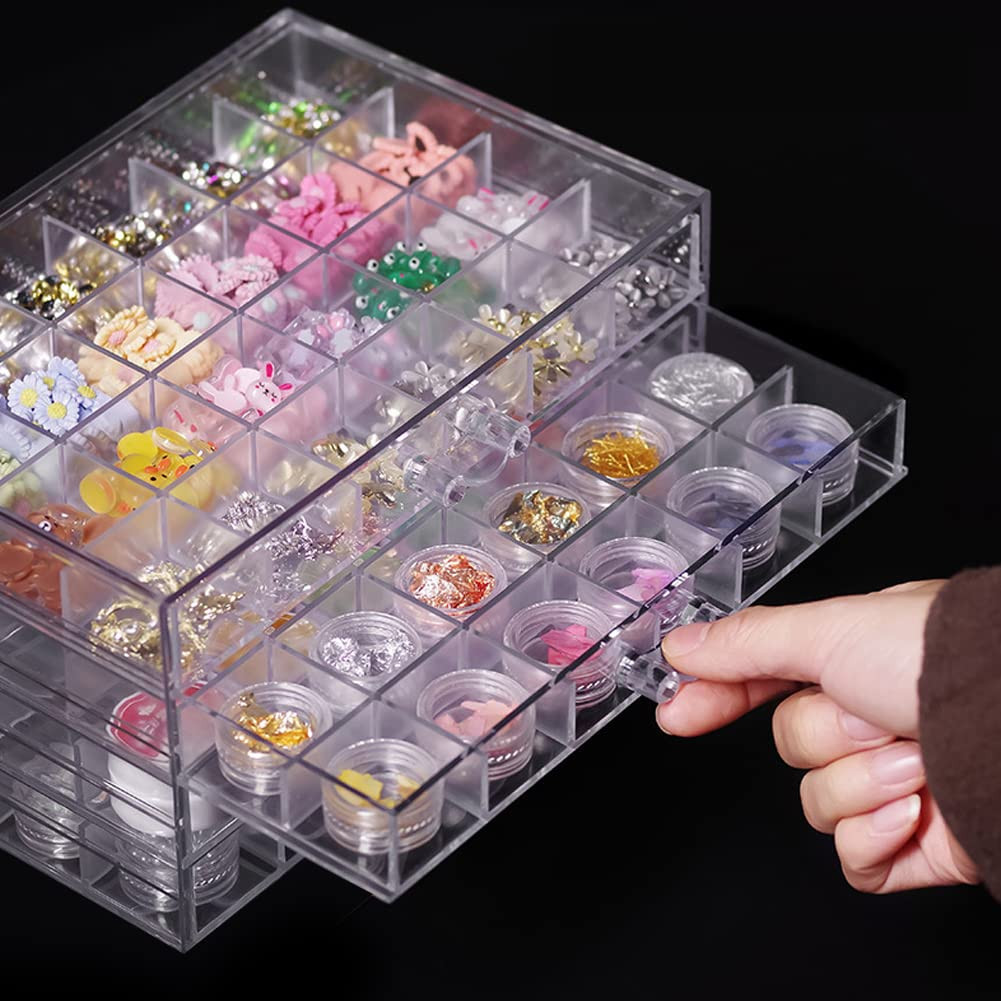 Compartment Storage Box 72 Grids Acrylic Organizer Box with 3 Drawers Storage Containers Transpar... | Amazon (US)