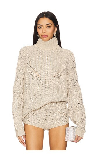 Camden Embellished Sweater in Latte & Silver | Revolve Clothing (Global)