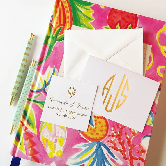 monogrammed stationery set, foil stamped monogrammed notecards, calling card set, personalized st... | Etsy (US)
