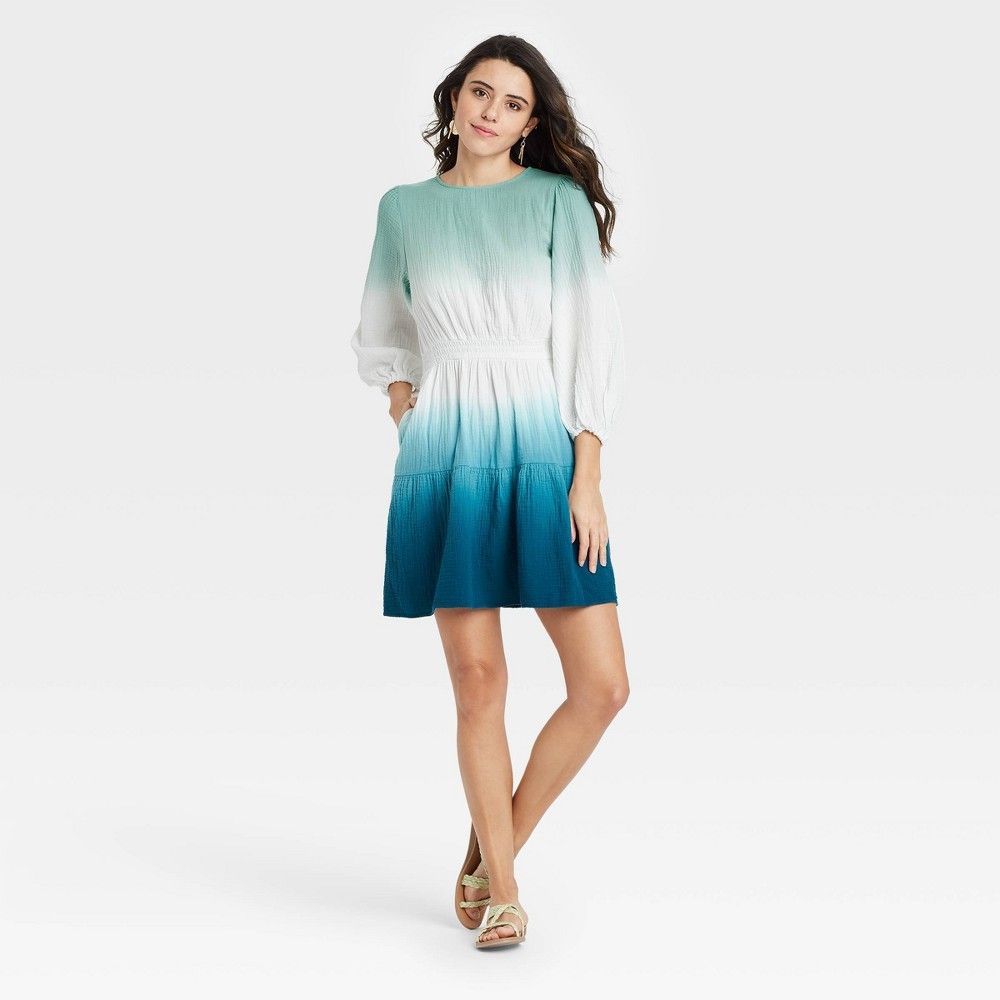Women's Tie-Dye ong Seeve Tiered Dress - Universa Thread™ | Target