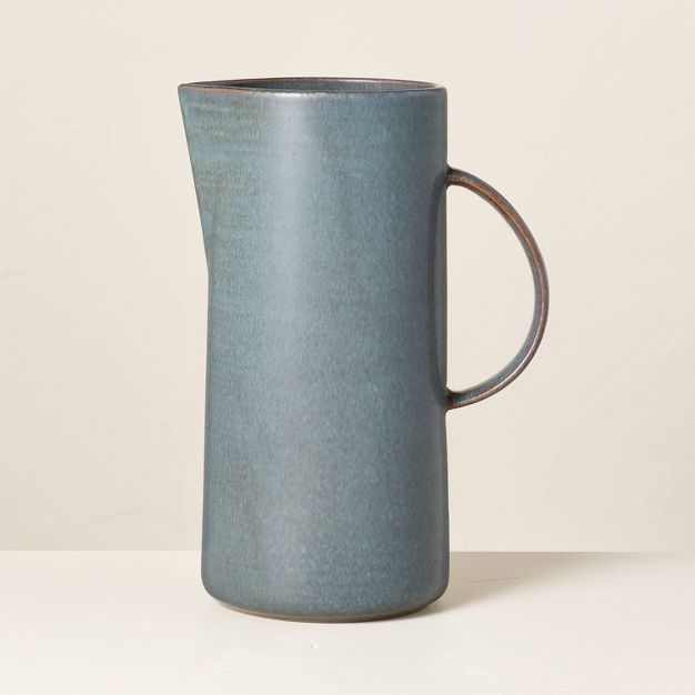 71oz Stoneware Pitcher Sterling Blue - Hearth &#38; Hand&#8482; with Magnolia | Target