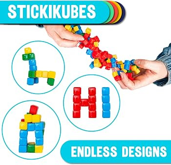 StickiKubes - Mini Stacking Cubes That Stick to Anything - 125 Cubes in 4 Colors - Plastic Tub - ... | Amazon (US)