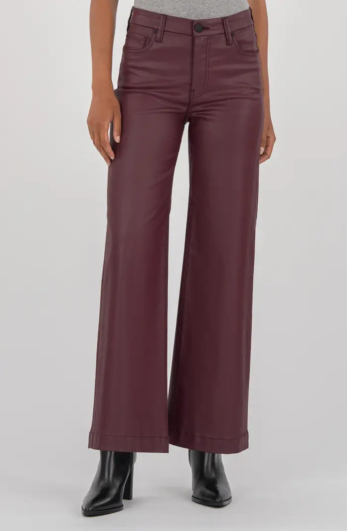 Meg Coated High Waist Wide Leg Ankle Jeans | Nordstrom